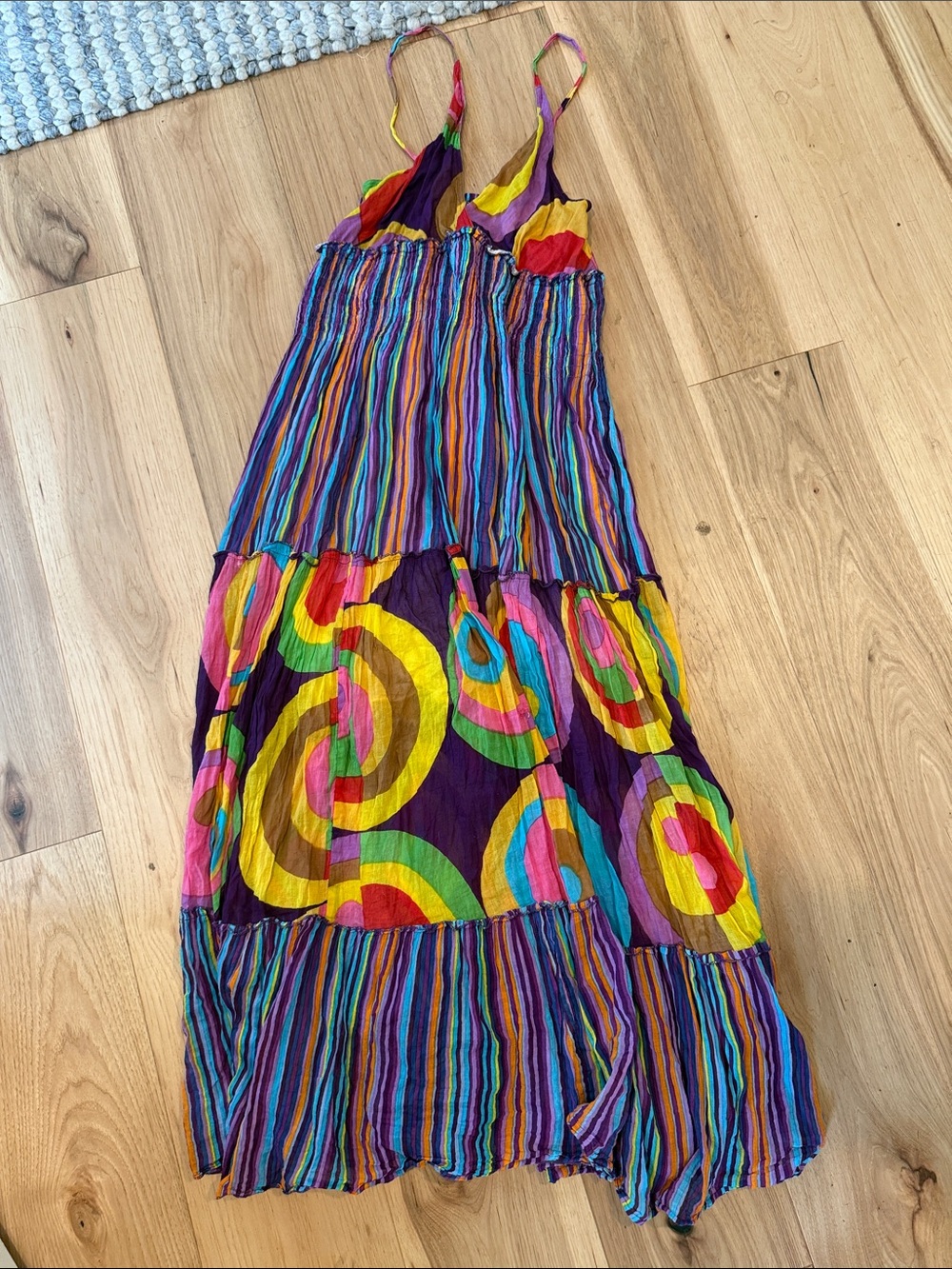 Super Colorful Striped & Swirl Maxi Dress